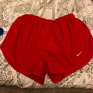 all red nike shorts womens